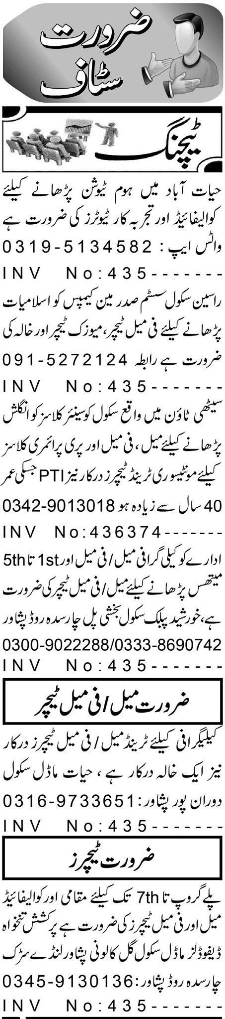 Jobs at the Educational Institute in Peshawar in 2024