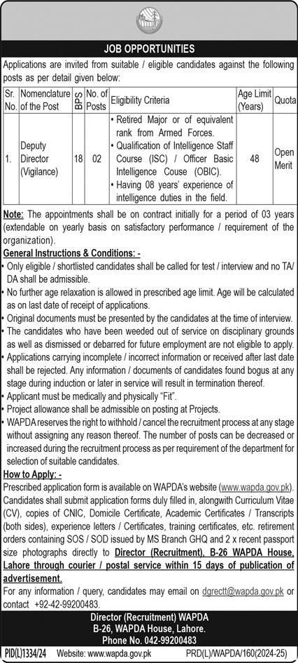 Jobs at the Water & Power Development Authority (WAPDA) 2024